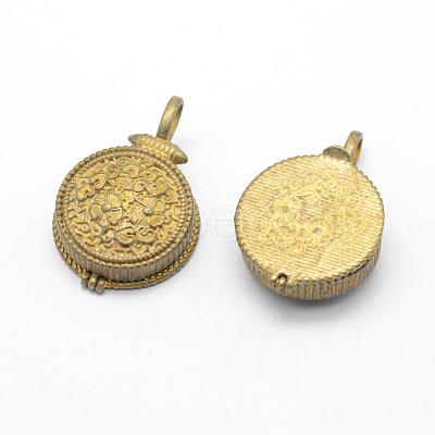 Brass Locket Pendants KK-F722-08C-RS-1