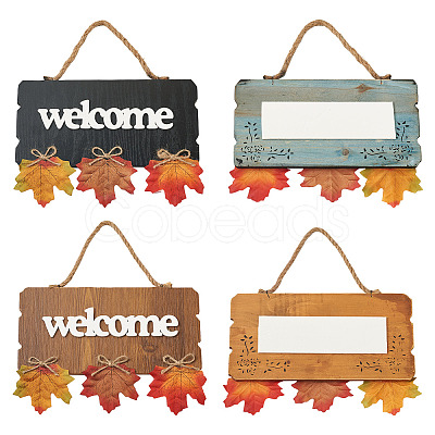 2Pcs 2 Color Wooden Doorplate Decorations AJEW-CF0001-10-1