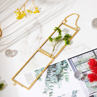 Brass Glass Hanging Photo Frame HJEW-SZ0001-01G-1