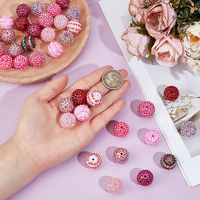 40Pcs 10 Colors Resin Rhinestone Beads RESI-PA0001-26B-1