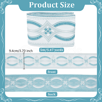 5M Ethnic Style Polyester Rhombus Jacquard Ribbon OCOR-WH0101-19C-1