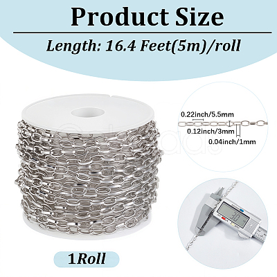 5M 304 Stainless Steel Paperclip Chains CHS-BM0001-09-1