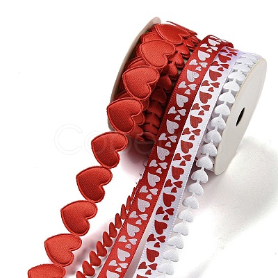 10 Yards 5 Styles Valentine's Day Polyester Ribbons OCOR-Q026-01-1