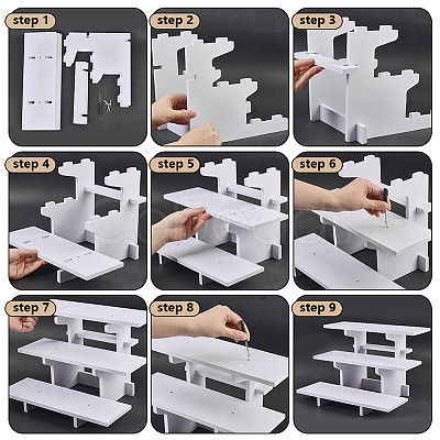 Rectangle PVC 3-Tier Gift Desktop Organizer Shelf AJEW-WH0609-952B-01-1