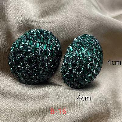 Alloy Rhinestone Half Round Stud Earrings FS-WGCEA49-01-1