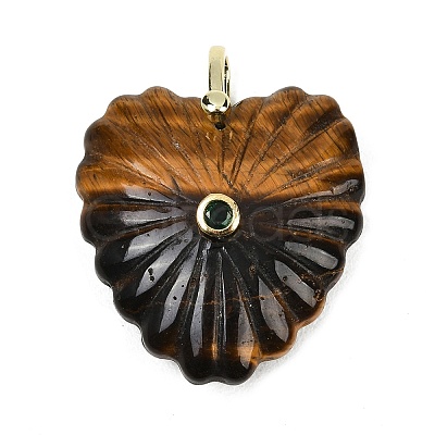 Natural Tiger Eye Carved Pendants G-C276-01G-04-1