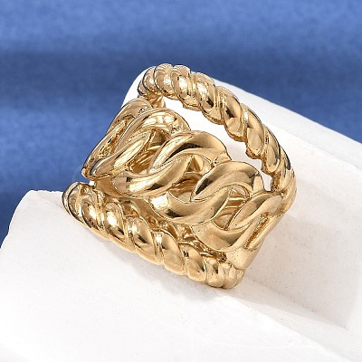 304 Stainless Steel Wide Band Finger Rings SA-CBAB122-05G-01-1