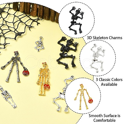 12Pcs 6 Styles Halloween Alloy Pendants Sets FIND-YW0006-25-1