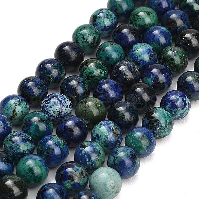 Natural Azurite Beads Strands G-G475-A04-8mm-1