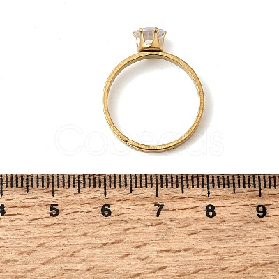 304 Stainless Steel Pave Cubic Zirconia Finger Rings for Women RJEW-B161-02G-01-1