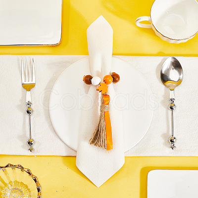 Wood Beaded Napkin Rings AJEW-SC00040-1