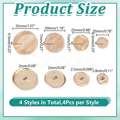16Pcs 4 Styles 1-Hole Alloy Shank Buttons BUTT-HY0001-16MS-1
