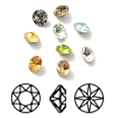 Faceted K9 Glass Rhinestone Cabochons GGLA-R402-08C-1