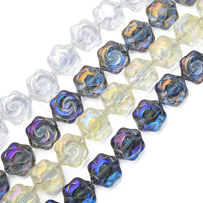 Electroplate Transparent Glass Beads Strands EGLA-N008-018-1
