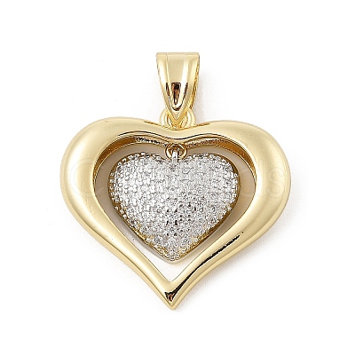 Brass Micro Pave Cubic Zirconia Pendants KK-U047-23G-02-1