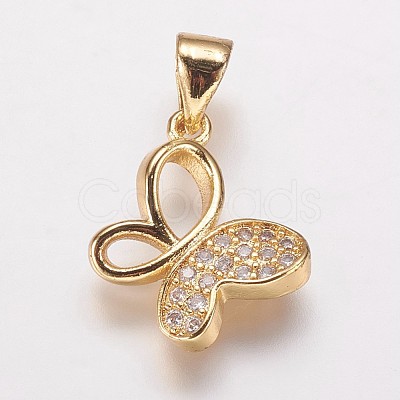Brass Cubic Zirconia Pendants ZIRC-K070-22G-1