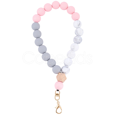 1Pc Silicone & Wood Pendant Decorations HJEW-BM0001-61A-1
