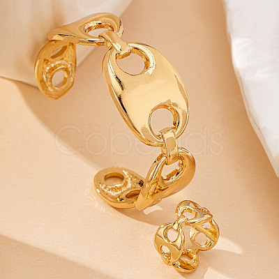 Coffee Bean Alloy Cuff Bangles & Rings Sets FS-WG0F6B5-01-1