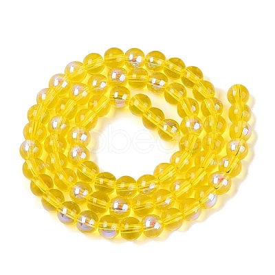 Transparent Electroplate Glass Beads Strands EGLA-Q132-6MM-01A-02-1