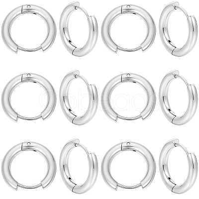 12 Pairs 304 Stainless Steel Huggie Hoop Earrings EJEW-SC0001-96S-1