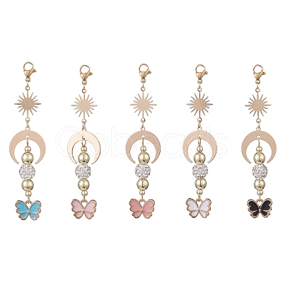 Alloy Enamel Butterfly Pendant Decorations HJEW-JM01026-1