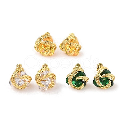 Rack Plating Brass Micro Pave Cubic Zirconia Stud Earrings EJEW-I304-04G-1