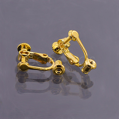 Brass Clip-on Earring Findings KK-F785-04G-1