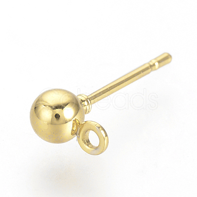 Iron Ball Stud Earring Findings X-KK-R071-09G-NF-1