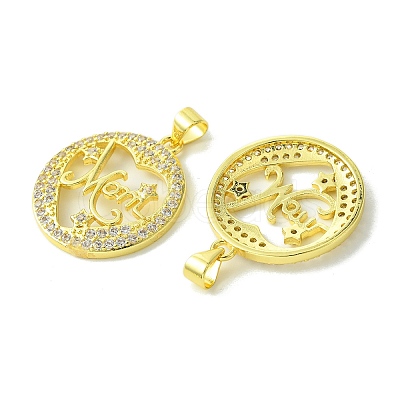 Mother's Day Brass Micro Pave Cubic Zirconia Pendants KK-H472-07G-02-1