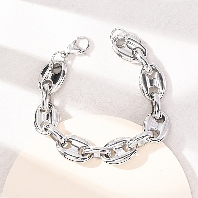 304 Stainless Steel Coffee Bean Link Chain Bracelets for Women Men LS-BJEW-F529-10B-P-1