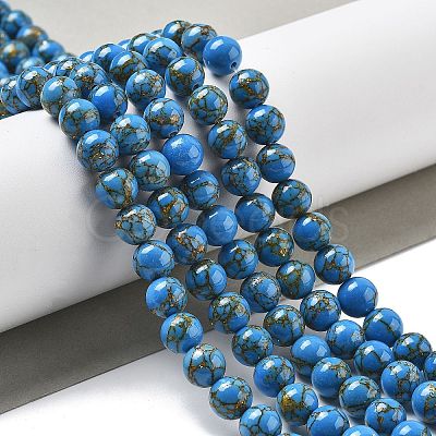 Synthetic Gold Line Turquoise Beads Strands G-A255-A03-01A-1