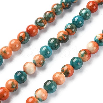 Synthetic Ocean White Jade Round Beads Strands G-YW0001-42B-1