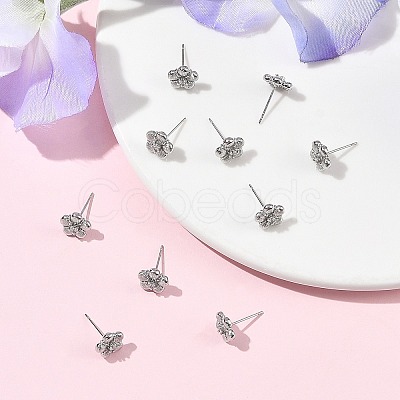 SHEGRACE Brass Micro Pave Cubic Zirconia Stud Earrings XGRQ4N068-711P-1