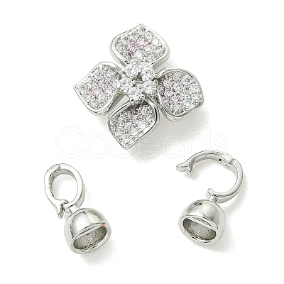 SHEGRACE Brass Micro Pave Clear Cubic Zirconi Fold Over Clasps XGRQ6B427-888P-1