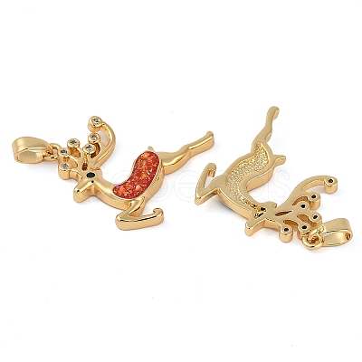 Chastmas Theme Brass Micro Pave Cubic Zirconia Pendants KK-U032-12G-1