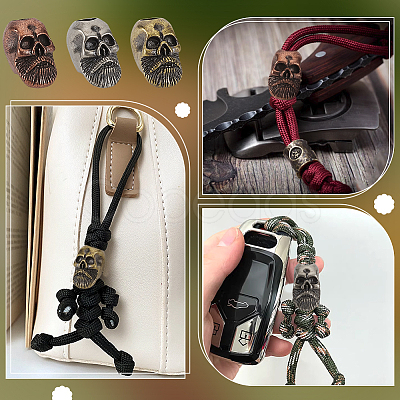 3Pcs 3 Colors Skull Brass Beads KK-FG0001-22-1