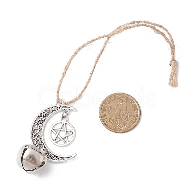 Alloy Moon with Star Pendant Decoration HJEW-JM02415-02-1