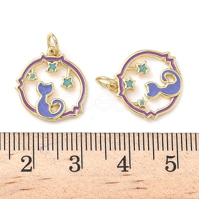 Brass Enamel Pendants KK-P326-16G-1