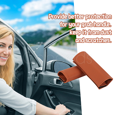 2Pcs PU Leather Car Door Handle Covers AJEW-WH0004-01A-1