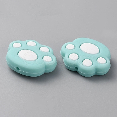 Paw Print Food Grade Eco-Friendly Silicone Focal Beads SIL-SZC0003-06E-1
