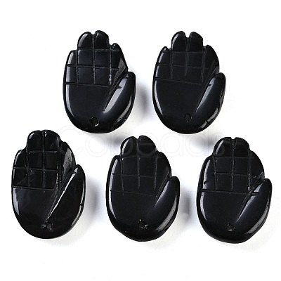 Natural Black Stone Pendants G-K359-03B-1