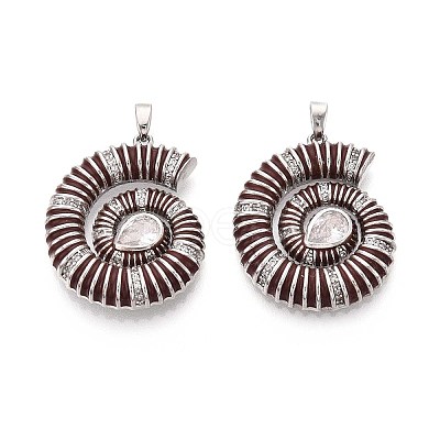 Brass Micro Pave Clear Cubic Zirconia Enamel Pendants KK-T071-28P-03-1