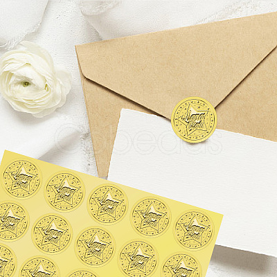 Gold Foil Paper Picture Stickers STIC-WH0030-001-1
