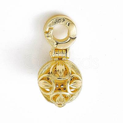 Brass Micro Pave Clear Cubic Zirconia Bead Cage Pendants KK-K271-27G-1