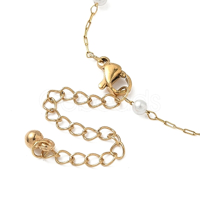 Round ABS Imitation Pearl Beaded Link Bracelets for Women BJEW-JB11836-1