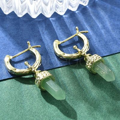Natural Mixed Stone Hoop Earrings EJEW-P306-01G-1