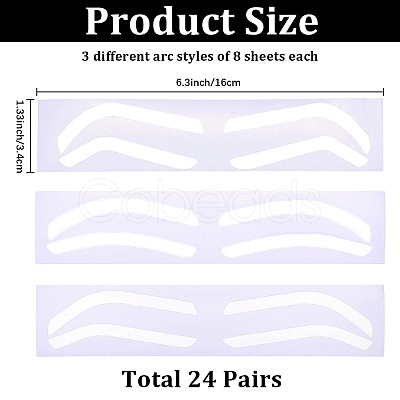 24Pcs 3 Styles Plastic Eyebrow Tattoo Practice Skin AJEW-CP0009-58A-1