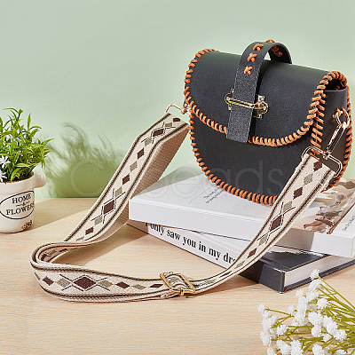 Rhombus Pattern Adjustable Cotton Bag Strap FIND-WH0092-46-1
