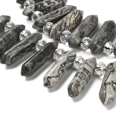 Natural Map Stone Double Terminated Point Beads Strands G-H069-A09-01-1