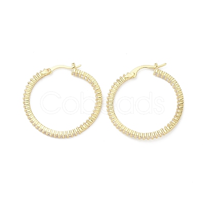 Circle Ring Rack Plating Brass Cubic Zirconia Hoop Earrings for Women EJEW-K245-18G-1